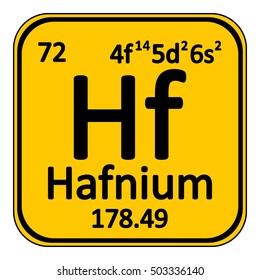 Periodic table element hafnium icon on white background. Vector illustration.