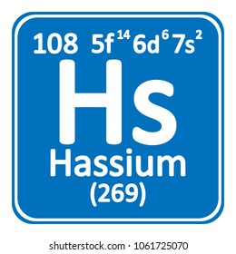 Periodic table element hassium icon on white background. Vector illustration.
