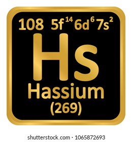 Periodic table element hassium icon on white background. Vector illustration.