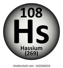 Periodic table element hassium icon on white background. Vector illustration.