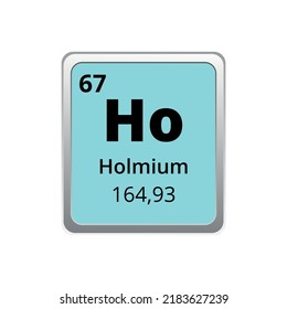 Periodic table element holmium icon on white background, square vector illustration with gradient, vector icon with molar mass and atomic number for lab, science or chemistry class.