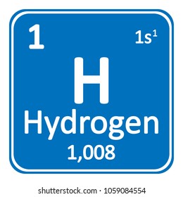 Periodic table element hydrogen icon on white background. Vector illustration.