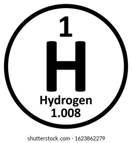 Periodic table element hydrogen icon on white background. Vector illustration.