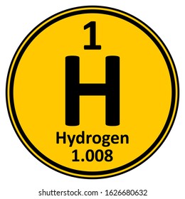 Periodic table element hydrogen icon on white background. Vector illustration.
