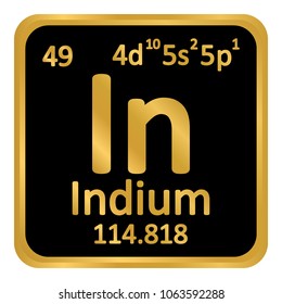 Periodic table element indium icon on white background. Vector illustration.