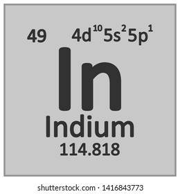 Periodic table element indium icon on white background. Vector illustration.