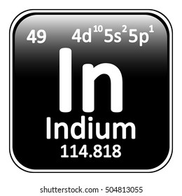 Periodic table element indium icon on white background. Vector illustration.
