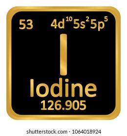 Periodic table element iodine icon on white background. Vector illustration.