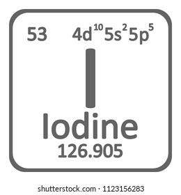 Periodic table element iodine icon on white background. Vector illustration.