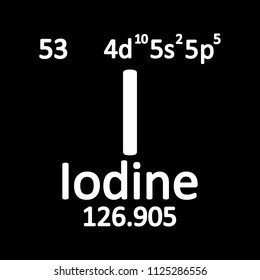 Periodic table element iodine icon on white background. Vector illustration.