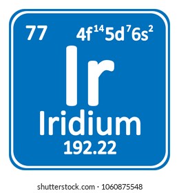 Periodic table element iridium icon on white background. Vector illustration.