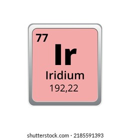 Periodic table element iridium icon on white background, square vector illustration with gradient, vector icon with molar mass and atomic number for lab, science or chemistry class.