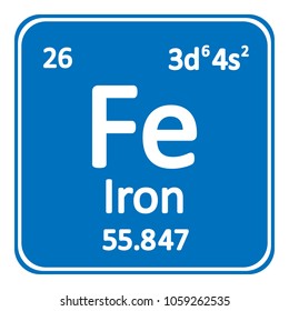 Periodic table element iron icon on white background. Vector illustration.