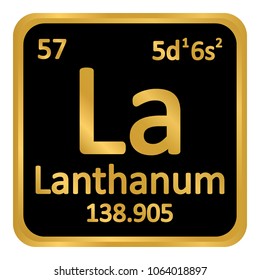 Periodic table element lanthanum icon on white background. Vector illustration.