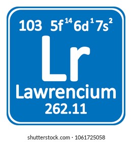 Periodic table element lawrencium icon on white background. Vector illustration.