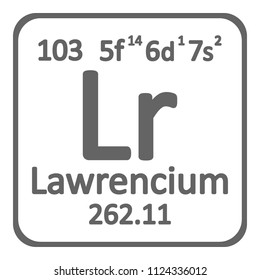 Periodic table element lawrencium icon on white background. Vector illustration.