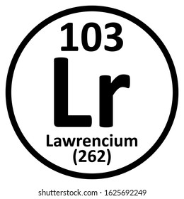 Periodic table element lawrencium icon on white background. Vector illustration.