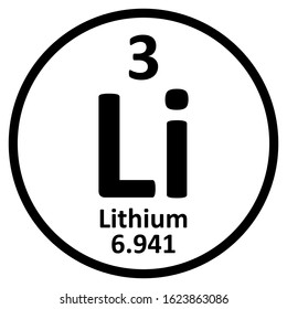 Periodic table element lithium icon on white background. Vector illustration.
