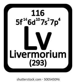 Periodic table element livermorium icon on white background. Vector illustration.