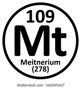 Periodic table element meitnerium icon on white background. Vector illustration.