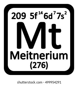 Periodic table element meitnerium icon on white background. Vector illustration.