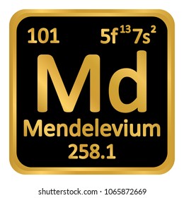 Periodic table element mendelevium icon on white background. Vector illustration.