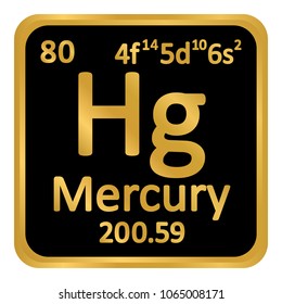 Periodic table element mercury icon on white background. Vector illustration.