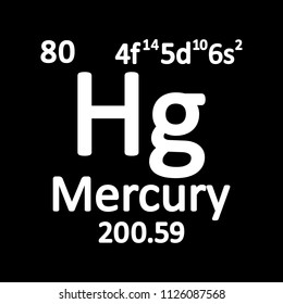 Periodic table element mercury icon on white background. Vector illustration.