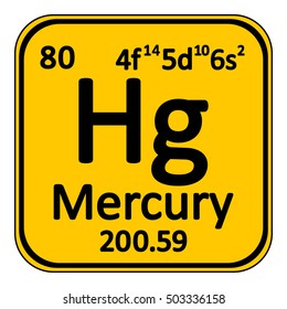 Periodic table element mercury icon on white background. Vector illustration.