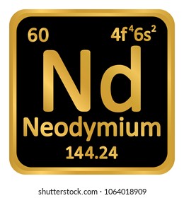 Periodic table element neodymium icon on white background. Vector illustration.