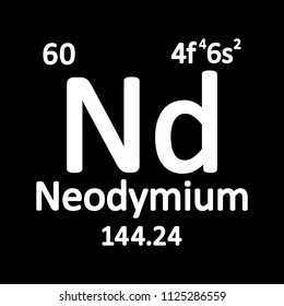 Periodic table element neodymium icon on white background. Vector illustration.