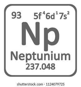 Periodic table element neptunium icon on white background. Vector illustration.
