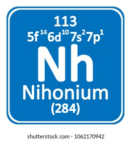 Periodic table element nihonium icon on white background. Vector illustration.