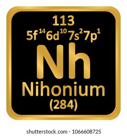 Periodic table element nihonium icon on white background. Vector illustration.