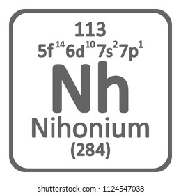 Periodic table element nihonium icon on white background. Vector illustration.