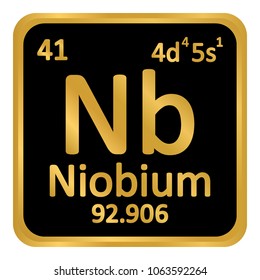 Periodic table element niobium icon on white background. Vector illustration.