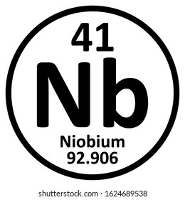 Periodic table element niobium icon on white background. Vector illustration.