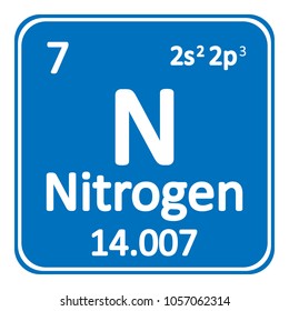 Periodic table element nitrogen icon on white background. Vector illustration.