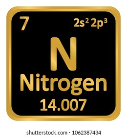 Periodic table element nitrogen icon on white background. Vector illustration.