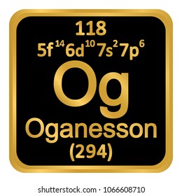 Periodic table element oganesson icon on white background. Vector illustration.