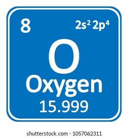 Periodic table element oxygen icon on white background. Vector illustration.
