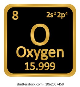 Periodic table element oxygen icon on white background. Vector illustration.