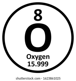 Periodic table element oxygen icon on white background. Vector illustration.
