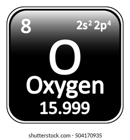 Periodic table element oxygen icon on white background. Vector illustration.