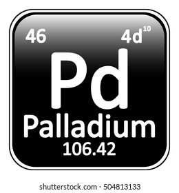 Periodic table element palladium icon on white background. Vector illustration.