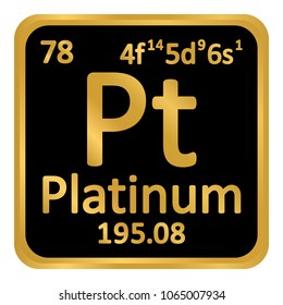 Periodic table element platinum icon on white background. Vector illustration.