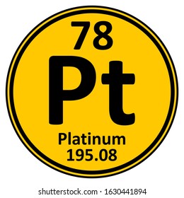 Periodic table element platinum icon on white background. Vector illustration.