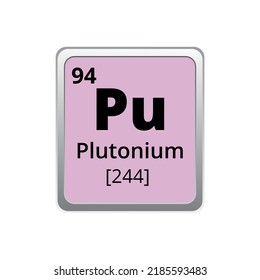 Periodic table element plutonium icon on white background, square vector illustration with gradient, vector icon with molar mass and atomic number for lab, science or chemistry class.
