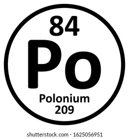 Periodic table element polonium icon on white background. Vector illustration.