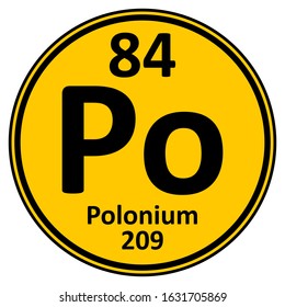Periodic table element polonium icon on white background. Vector illustration.